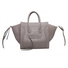 Geantă Celine Luggage Phantom Square Tote Bag Croc Light Khaki