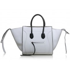 Geantă Celine Luggage Phantom Square Tote White cu Black