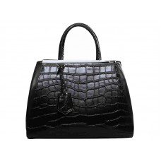 Geantă tote Fendi 2jours din piele de vițel Croc Negru