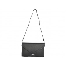 Geantă Hermes Pilot Envelope Clutch Neagră cu Hardware Argintiu