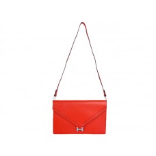 Geantă Hermes Pilot Envelope Clutch Roșie cu Hardware Argintiu