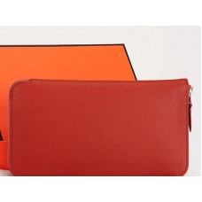 Portofel Hermes cu fermoar, original din piele de vițel Epsom, maro