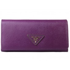 Portofel Prada Saffiano din piele cu logo triunghiular violet