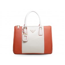 Prada Saffiano Lux Tote White cu Orange