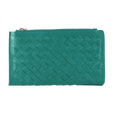 Portofel Bottega Veneta Intrecciato din piele Nappa, cu fermoar, verde