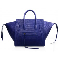 Geantă Celine Luggage Phantom Square Tote Bag Croc Violet