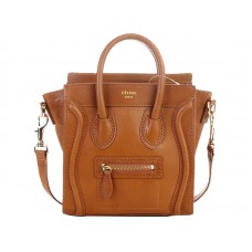 Celine Bagaj Mini Tote din piele de vițel, culoare camel