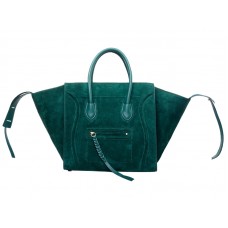 Geantă Celine Luggage Phantom Square Tote Bag Suede Leather Grass