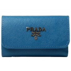 Prada Suport pentru 6 chei Saffiano Albastru