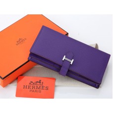 Portofel Hermes Epsom Original din piele de vițel Bearn Japonaise cu pliere, violet