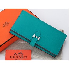 Portofel Hermes Epsom Original Calfskin Bearn Japonaise Bi-Fold turcoaz