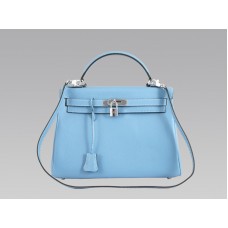 Geantă Hermes Kelly 32cm Togo Leather Clemence Blue Jean