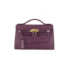 Hermes Pochette Matte Kelly Crocodile Purple