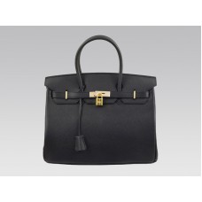 Geantă Hermes Birkin Clemence 35cm Neagră cu Hardware Auriu