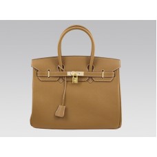Geantă Hermes Birkin 35cm Togo Clemence aurie cu accesorii aurii