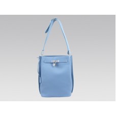 Geantă Hermes So Kelly 22cm Clemence Blue Jean