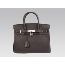 Geantă Hermes Birkin 30cm Togo din piele ciocolată cu accesorii argintii