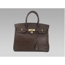 Geantă Hermes Birkin 35 cm, struț, ciocolată