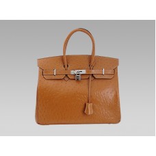 Geantă Hermes Birkin 35 cm, cu struț, auriu