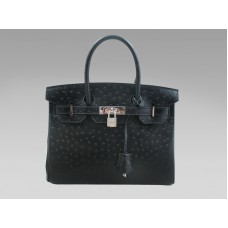 Geantă Hermes Birkin 30 cm, struț, neagră