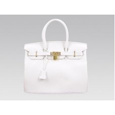 Geantă Hermes Birkin 35cm Togo Clemence albă cu accesorii aurii