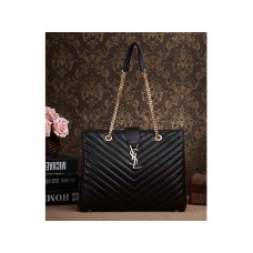 Geantă de cumpărături Yves Saint Laurent Classic Monogram din piele de miel matlasată neagră