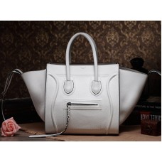 Geantă Celine Luggage Phantom Square Tote Bag Togo Leather White