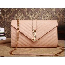 Ghiozdan Ysl Medium Monogramme Piele Matelasse Texturată Poudre Bej Inchis