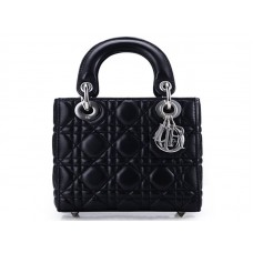 Geantă Dior Nano Leather cu accesorii argintii și negre