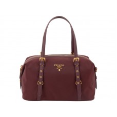 Geantă de umăr Prada Tessuto Bauletto Satchel Burgundy