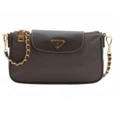 Geantă de mână Prada Tessuto Nylon cu piele Saffiano gri