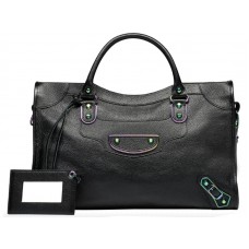 Geantă Balenciaga Classic Metallic Edge Iridescent City Black