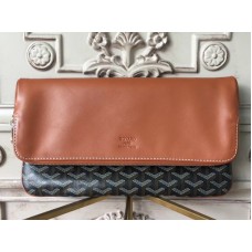Clutch Goyard Goyardine Sainte Marie moale, negru, cu ornamente din piele maro
