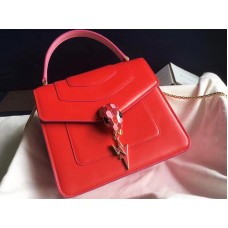 Husă Bvlgari Serpenti Forever 18cm din piele de vițel roz și roșu