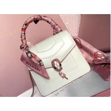 Husă Bvlgari Serpenti Forever 18cm piele de vițel albă