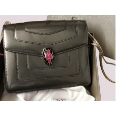 Husă Bvlgari Serpenti Forever 20cm piele de vițel metalică gri închis