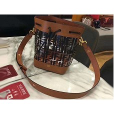 Geantă Fendi Mon Tresor Transparent Bucket Leather Maro f081