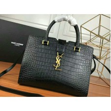 Saint Laurent Geantă YSL mică din piele netedă neagră
