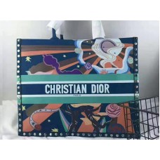 Geantă Dior Book Tote din piele întoarsă Aladin multicoloră și albastră