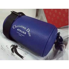 Poșetă cu role Dior din piele de vițel granulată, albastră, din denim