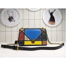 Geantă Dior Diorama din piele de vițel cu model patchwork, multicoloră, albastră