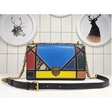 Geantă mică Dior Diorama din piele de vițel, model patchwork, multicoloră, albastră