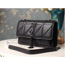 Saint Laurent Geantă Jamie Medium Carré Rive din piele Clafskin neagră