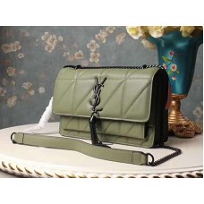 Saint Laurent Jamie Medium Carre Rive în piele verde Clafskin