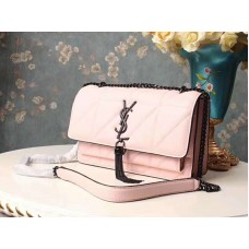 Saint Laurent Geantă Jamie Medium Carré Rive din piele Clafskin roz