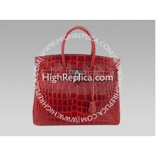 Geantă Hermes Birkin 35 cm, model crocodil roșu