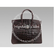 Geantă Hermes Birkin 35 cm Choc Mock Croc
