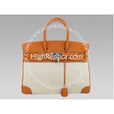 Geantă Hermes Birkin 35 cm din piele Toile and Togo, portocalie