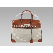 Geantă Hermes Birkin 35 cm din piele Toile and Togo maro