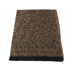 Eșarfă Louis Vuitton cu imprimeu leopard, maro
